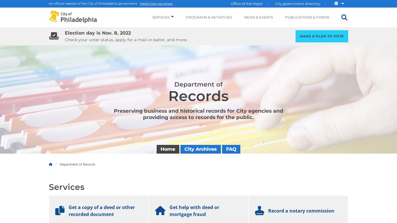 Department of Records | Homepage | City of Philadelphia